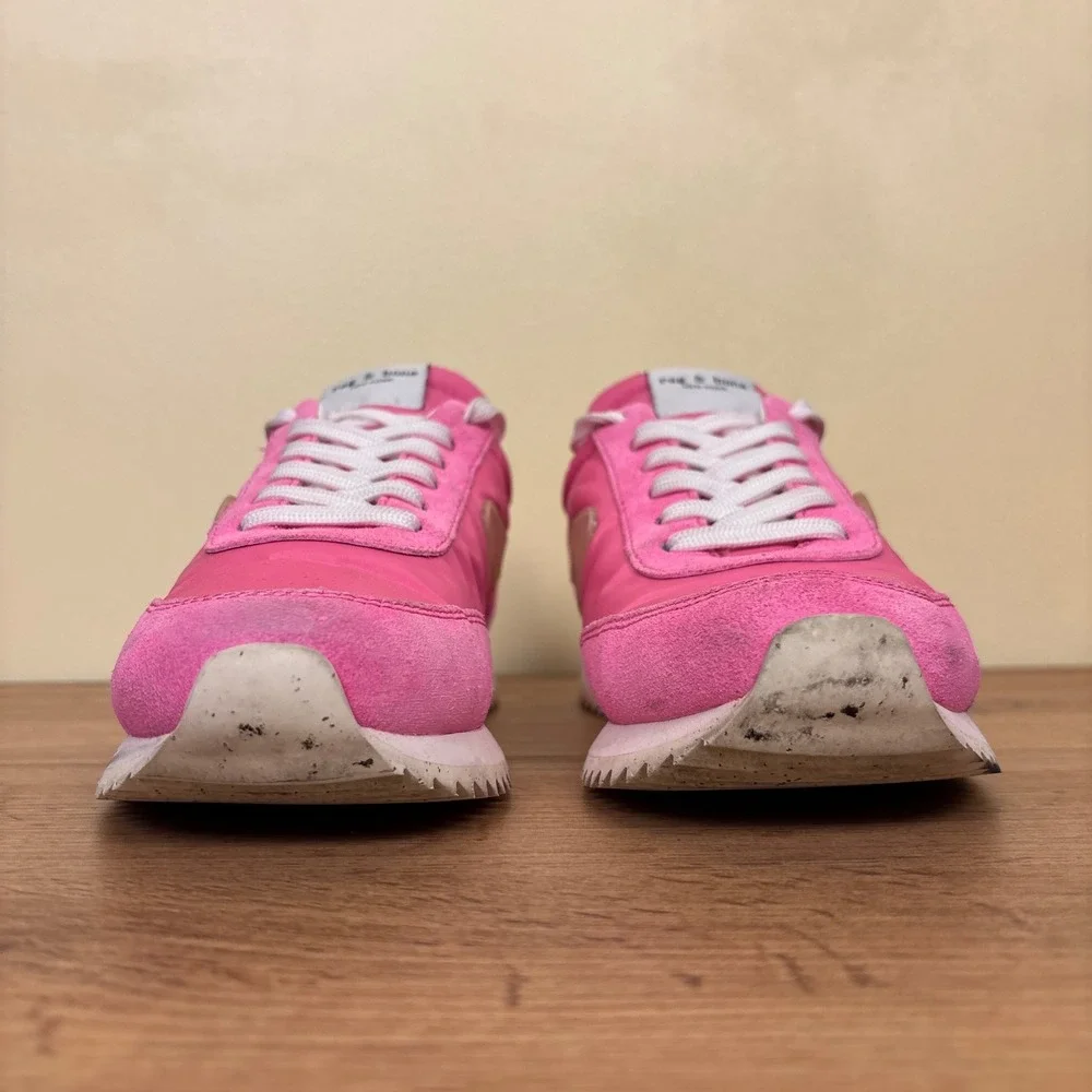 RAG & BONE Retro Runner Lace Up Low Top Sneaker Neon Pink Women Size 38.5 Sporty